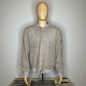 H&M Suede Zip Up Bomber Jacket